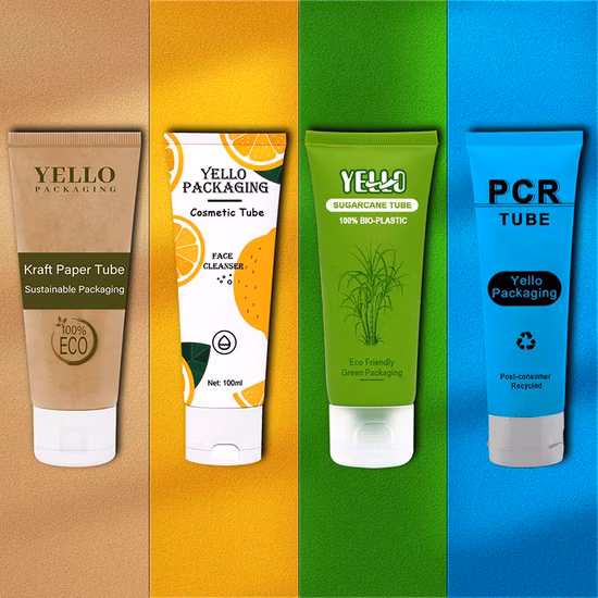 Eco Friendly Cosmetic Packaging Biodegradable Sugarcane Lotion Tube PCR Empty Plastic Cosmetic Cream Tubes with Flip Top Cap