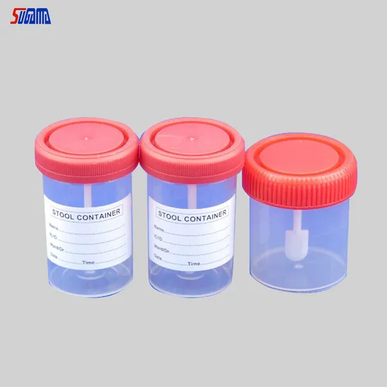 Disposable Medical 40ml 60ml Red Lid PP Hospital Stool Container 